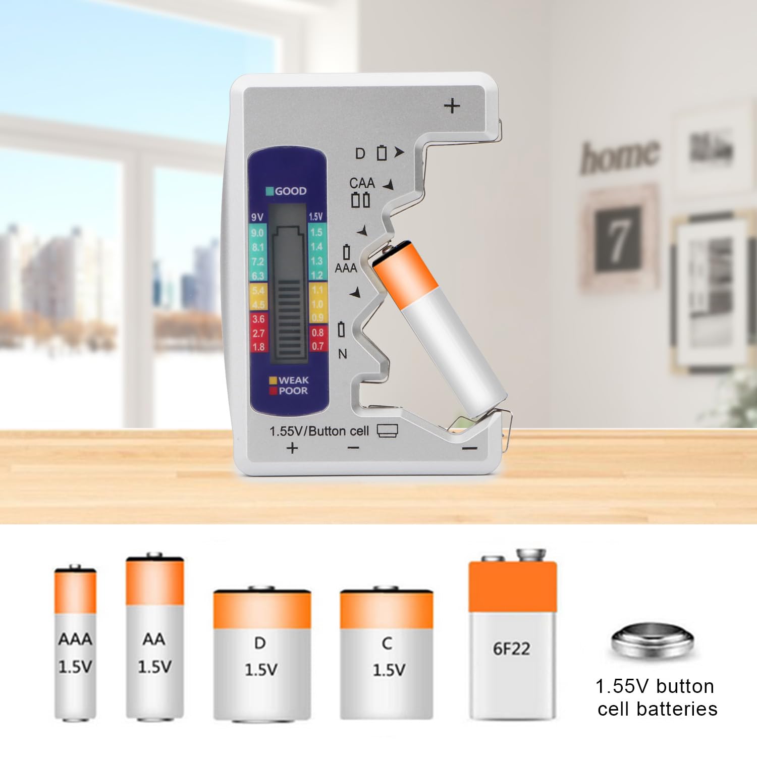 Battery Tester, Universal Battery Checker Small Battery Testers For AAA AA C D 9V 1.5V Button Cell Household Batteries Model BT-168 - View #3