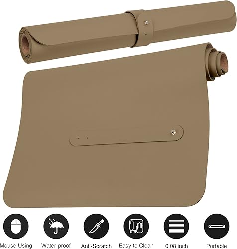 Miniatura 4 de Boutilon Tapete de escritorio de cuero, tapete de escritorio, tapete de escritorio impermeable para escritorio, tapete de escritorio para teclado y