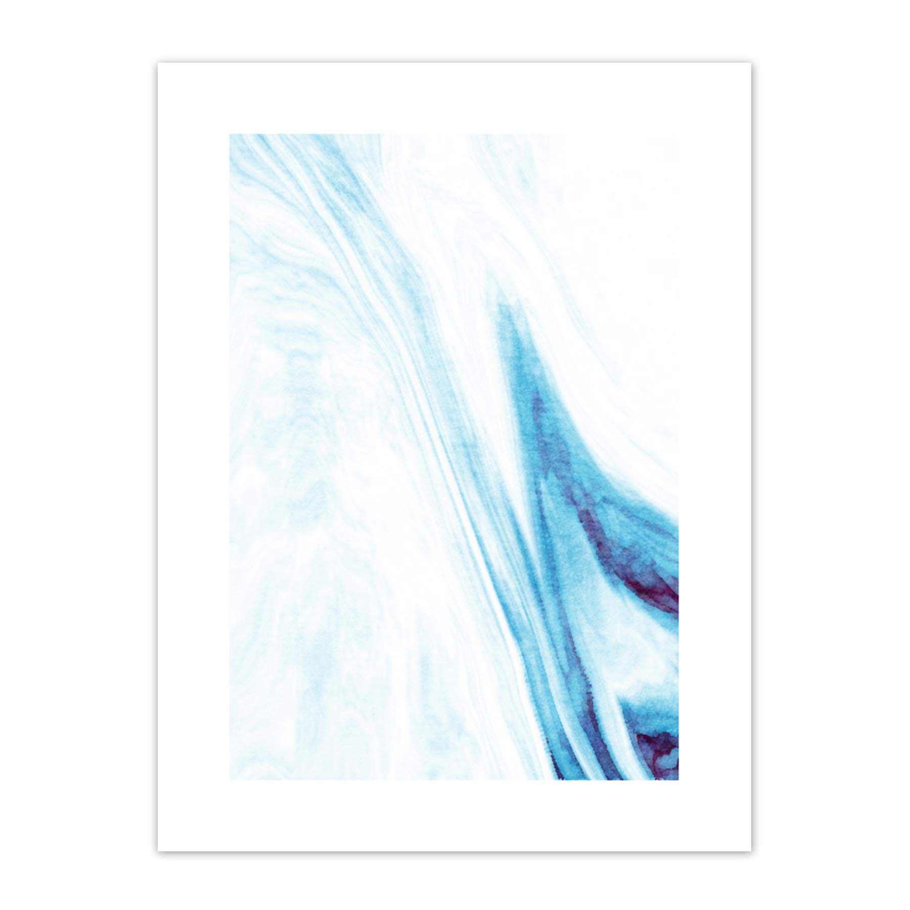 Wee Blue Coo Abstract Blue Watercolour Waves Art Print Canvas Premium Wall Decor Poster