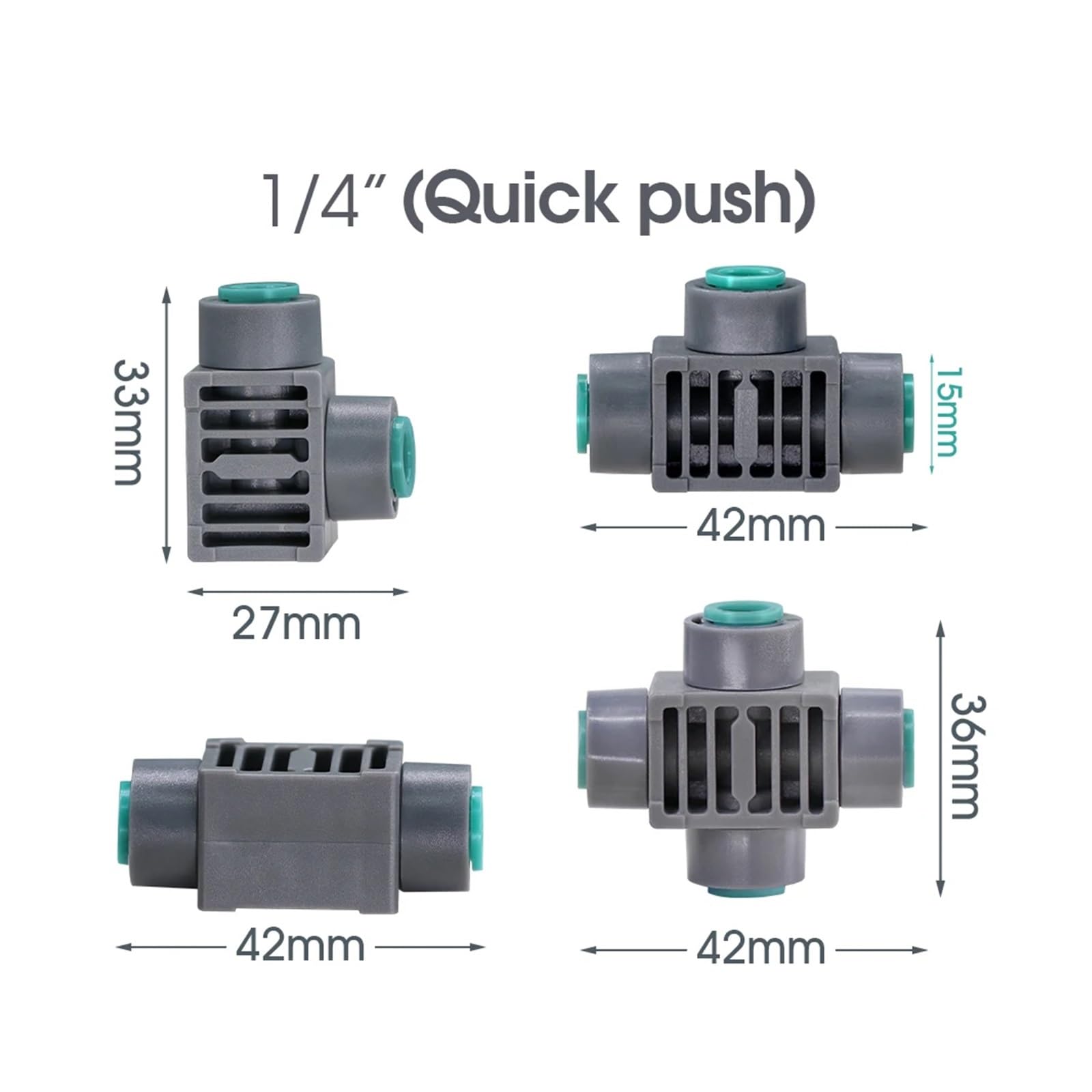 10/20 piezas 1/4 ''empuje rápido 2/3/4 vías enchufe estaca resistente 4/6-7MM acoplamiento de manguera Accesorios Neumáticos acuario for accesorio jardín(A,20pcs)