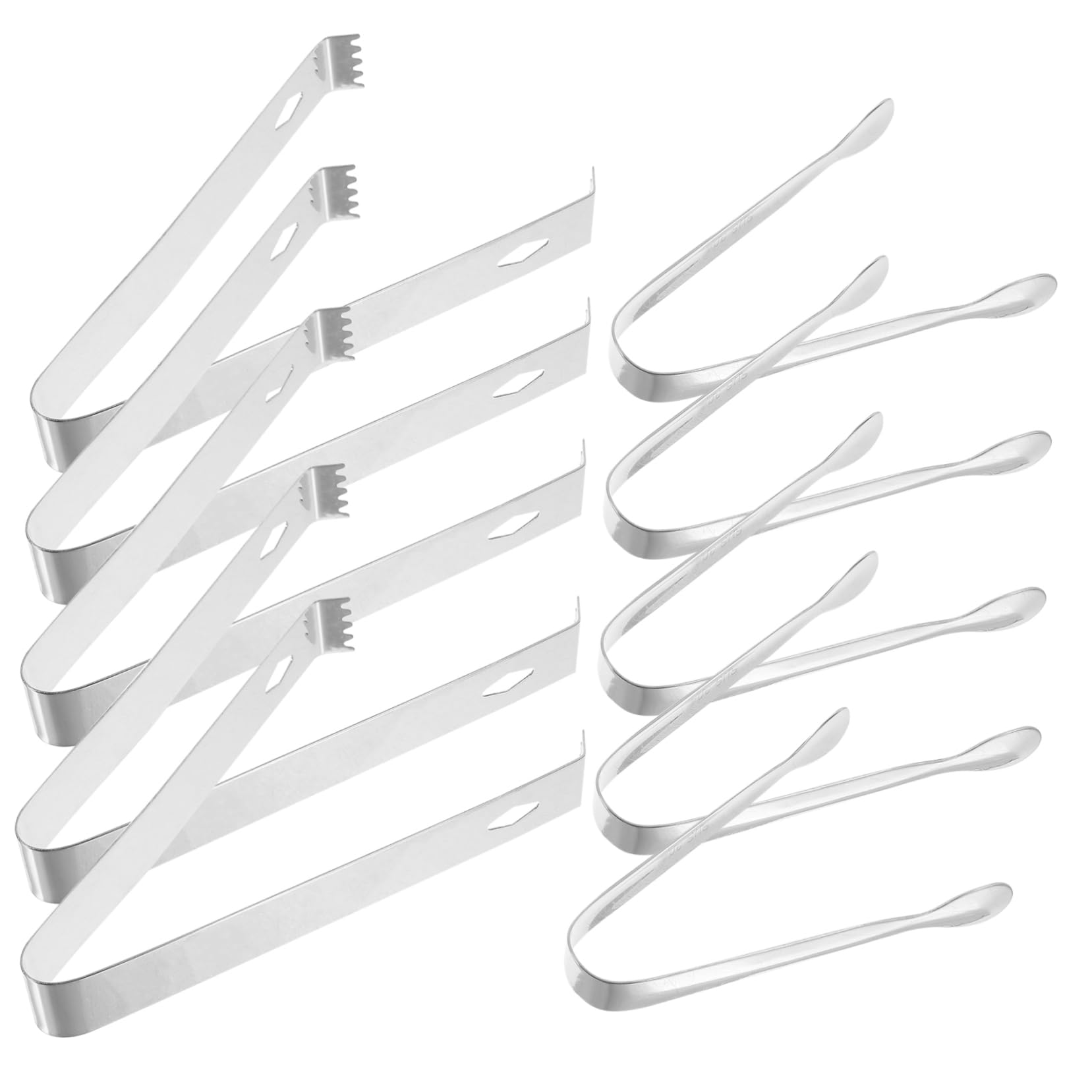 STOBAZA 10-piece Stainless Steel Ice Tongs Set Sugar Tongs for Appetizers Bbq Tea Party and Food Serving