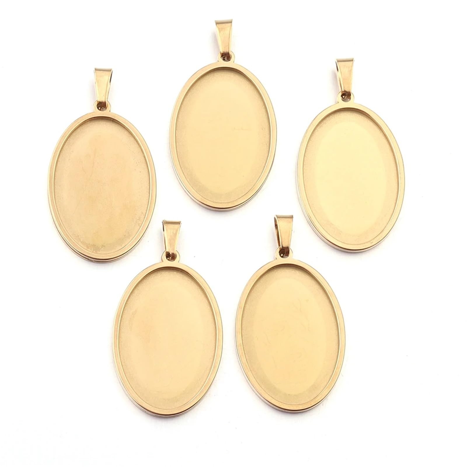 IULGFSC Pendant tray， Oval Stainless Steel Pendant Trays(Gold 20x30mm)