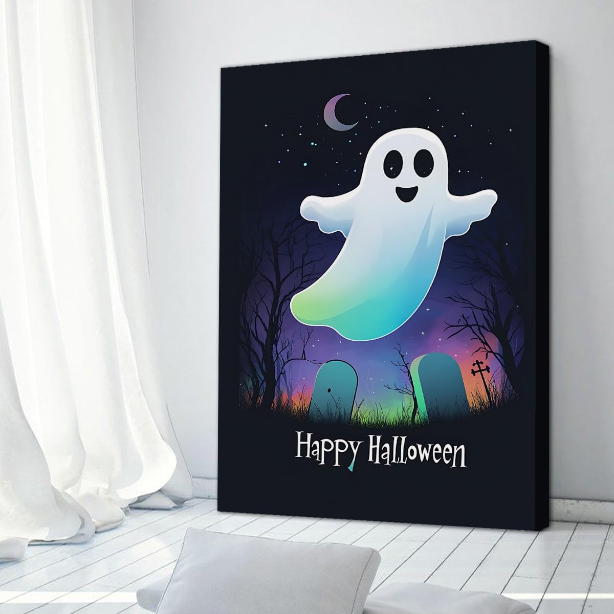 Via Vela Happy Halloween słodki duch obraz na płótnie pokój zabaw dekoracja 60 x 90 cm