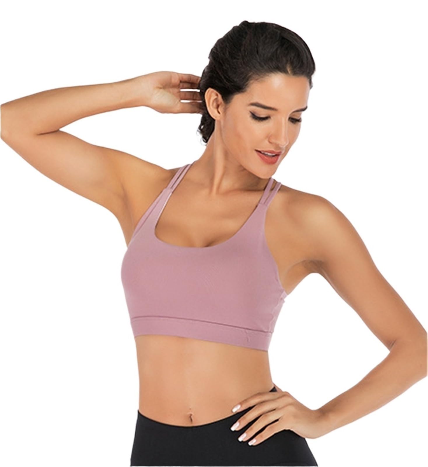 Reggiseno Sportivo Donna Canotta Corta Elasticizzata Imbottita Con Reggiseno Sportivo Da Donna For La Corsa Yoga E Fitness Comfort Reggiseno Sportivo(Pink,XXL)