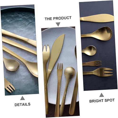 Miniatura 8 de jojofuny Utensilios elegantes de acero inoxidable 5pcs cena rebanada tenedor cuchara cubiertos reutilizables