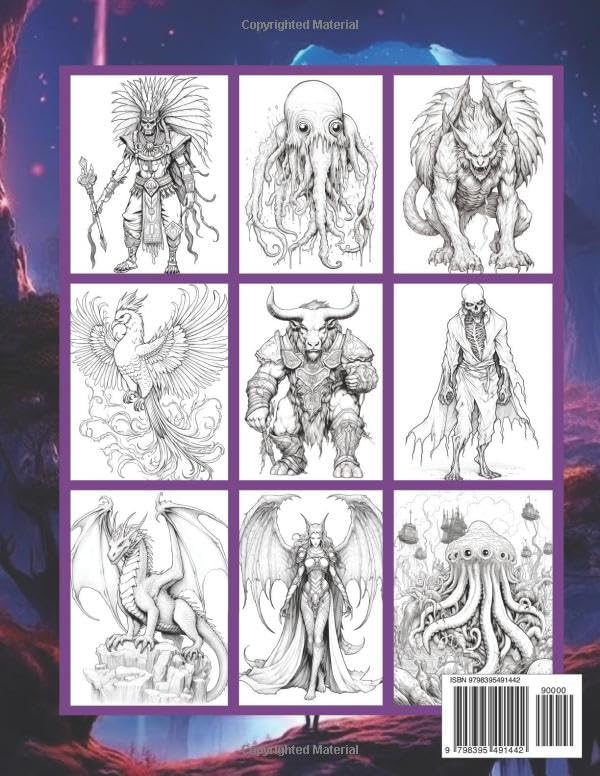 Vista 2 de Fantasy Themed Coloring Book Monsters (Slavo Mirro Fantasy Coloring Books Collection)