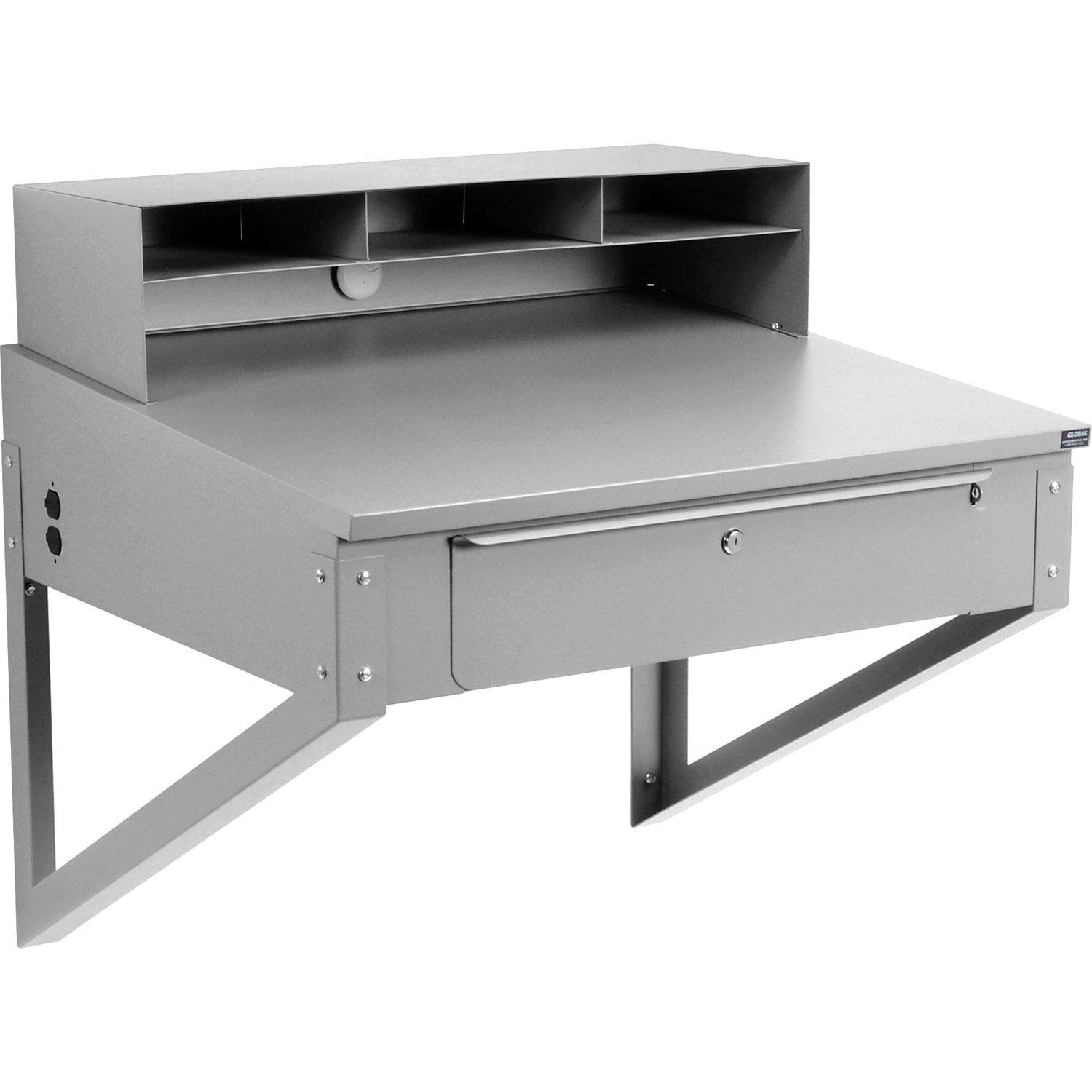 Global Industrial Wall Mount Shop Desk, 34" W x 30" D - Gray