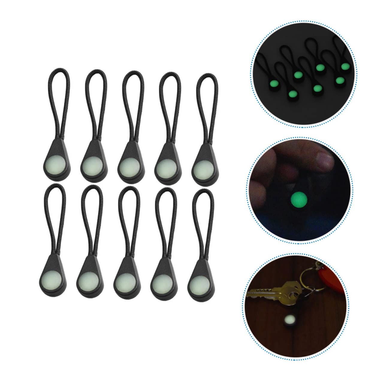 BEBEMOKO 3sets Luminous Replacement Zipper Pulls for Backpacks Detachable Zipper Heads Pullers Pull Charms Easy to Use 10pcs*3