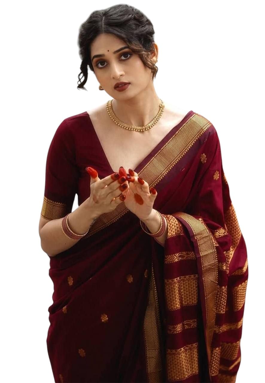 Monteliv Women's Pure Kanjivaram Silk Saree Soft Banarasi Style Wedding With Blouse Piece | Saree For Women | New Sari_AZ-PY-OG1-VRUTA_AZ-PY-OG1-SHAKSHI MAROON-image-11