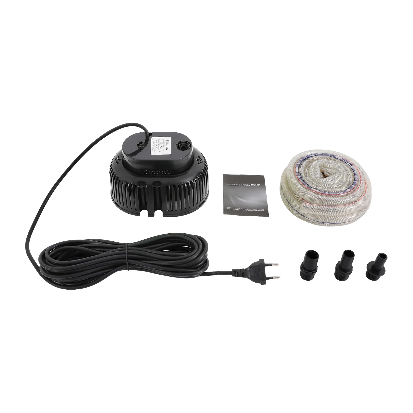 Pompa per piscina con potenza di 75 W, portata 3000 l/h, altezza di sollevamento massima di 3,2 m, tubo dell'acqua da 5 m e cavo di alimentazione da 7,5 m per coperture della piscina, stagno