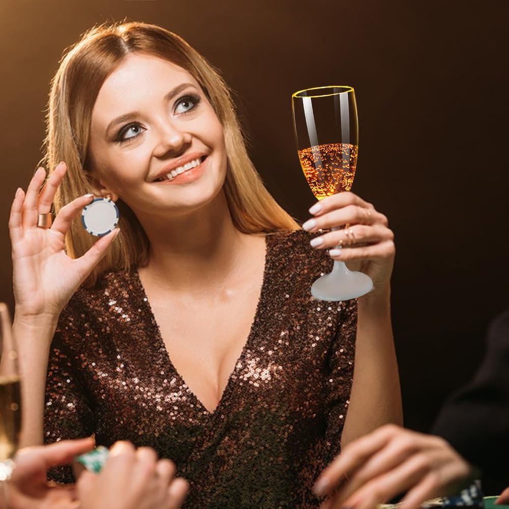 6pcs Champagnerkelche Champagnerflöten leuchtende Tassen LED leuchtende Cocktailgläser Champagnerflöten leuchtet im Dunkeln, Champagner Glas Champagnergläser für Hochzeit Weihnachten