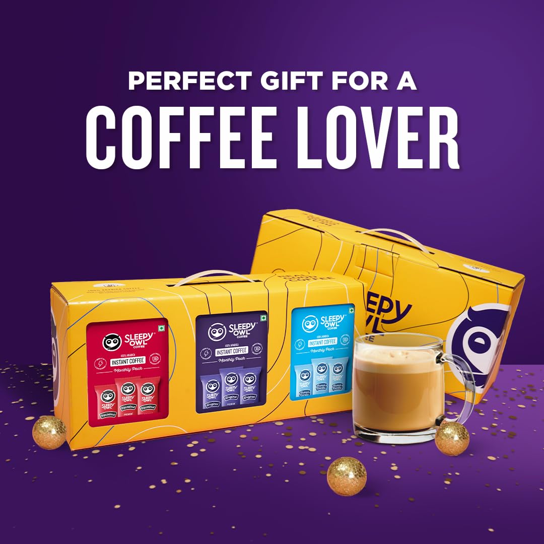 Sleepy Owl Instant Coffee Festive Gift Pack - 3 Assorted Coffee Flavours | Premium Gift For Rakhi, Birthday, Anniversary, Wedding | Gift for Women, Men | 90 Sachets for Coffee Lovers | 100% Arabica - Image 6 thumbnail