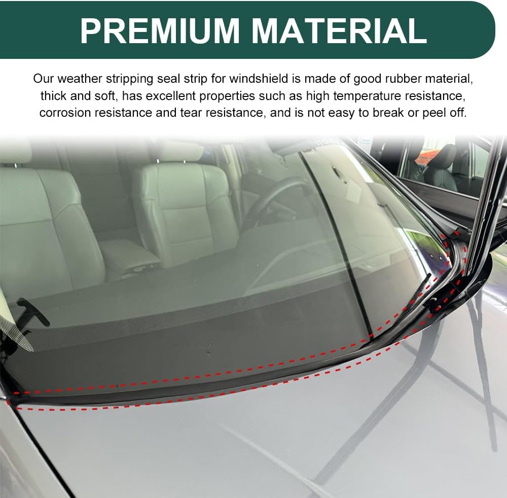 1.7M/ 5.6Ft Windshield Cowl Rubber Seal Strip, Car Weather Stripping, Car Front Rear Windshield Window Sunroof Seal, Auto Accessories H-Shape Black Molding Trim Strips for Most Vehicles