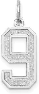 Colar com pingente de ouro branco 14k número médio 9 gravado a laser joias finas para mulheres presentes para ela