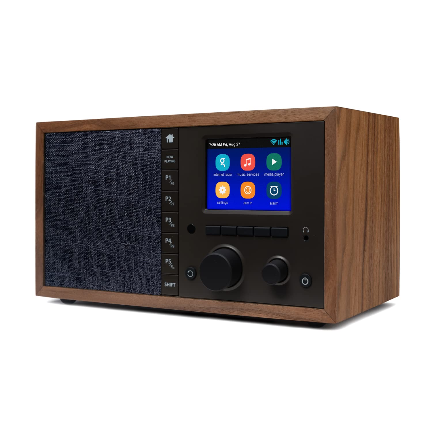 Grace Digital Mondo Elite Classic Internet Radio SiriusXM Pandora Spotify Connect Bluetooth Wi-Fi 7-Day Alarm Walnut