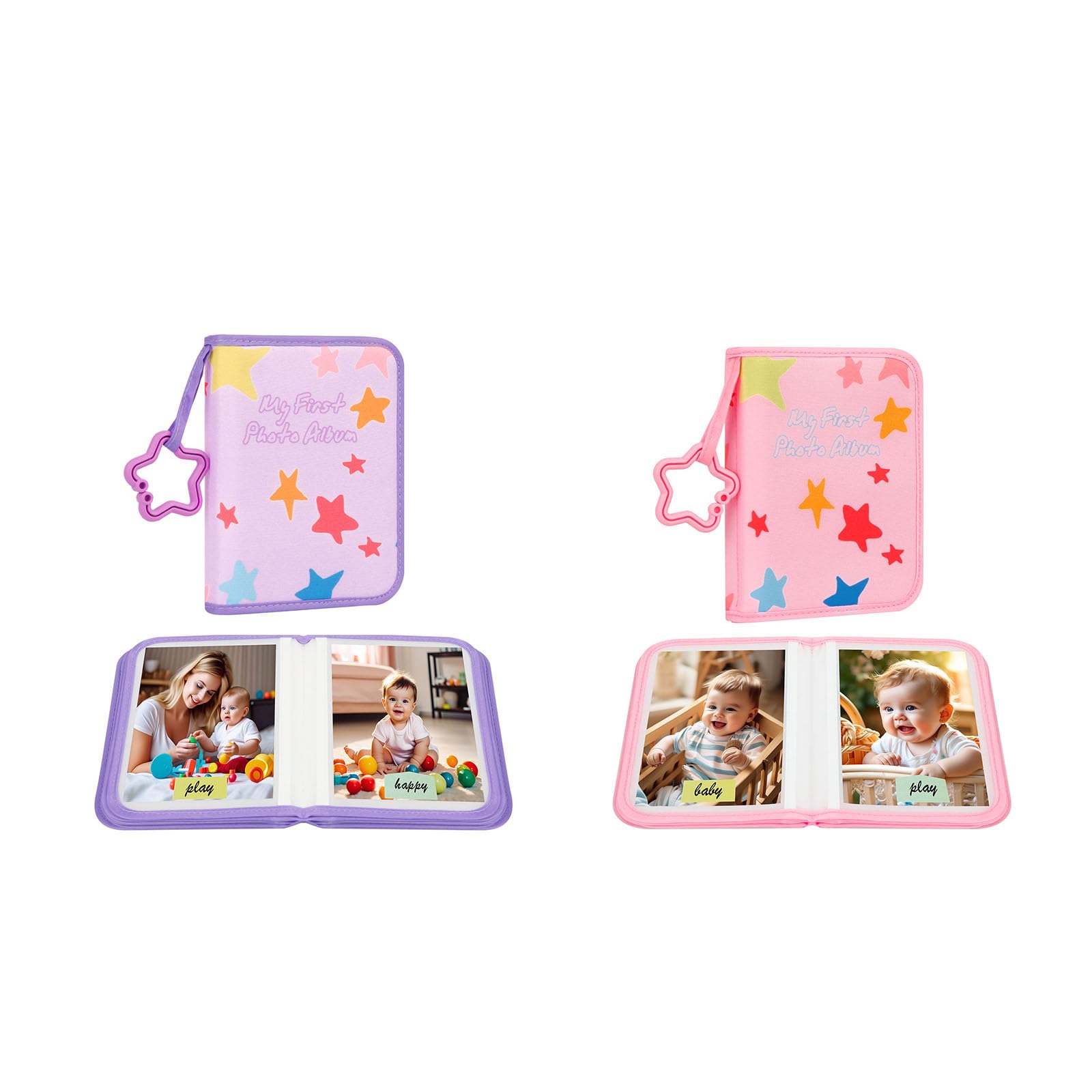 2Pack Baby's My First Photo Album for Baby Holds 21 4x6 Photos, Baby Photo Album Soft Cloth Family Book, My First Family Album for 4x6 Baby Shower Kids Toddlers Family Pictures, Toddler Photo Album