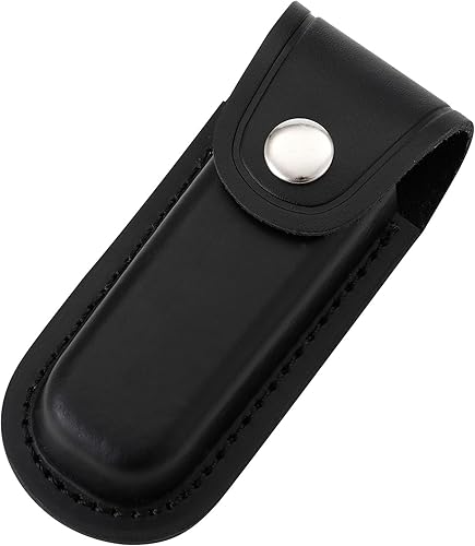 Funda para navaja de bolsillo, bolsillo plegable de 4 pulgadas, funda portátil de cuero para cuchillos con cierre a presión y trabilla para