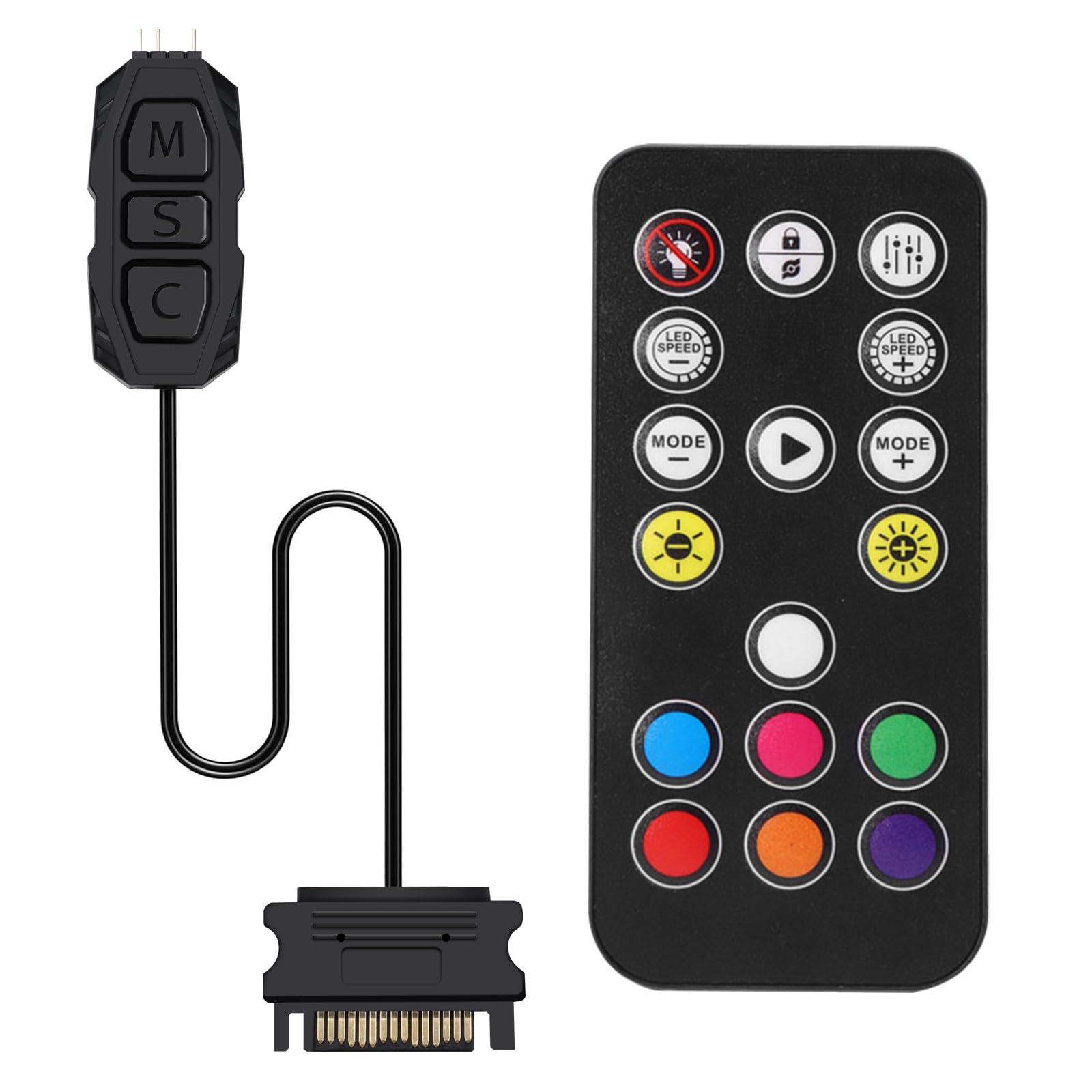 ARGB Controller con mando a distancia,AYWHP 5 V 3 Pines Mini RGB Kit de Controlador de Ventiladores de PC,Tira LED de PC, Ventiladores ARGB de Computadora