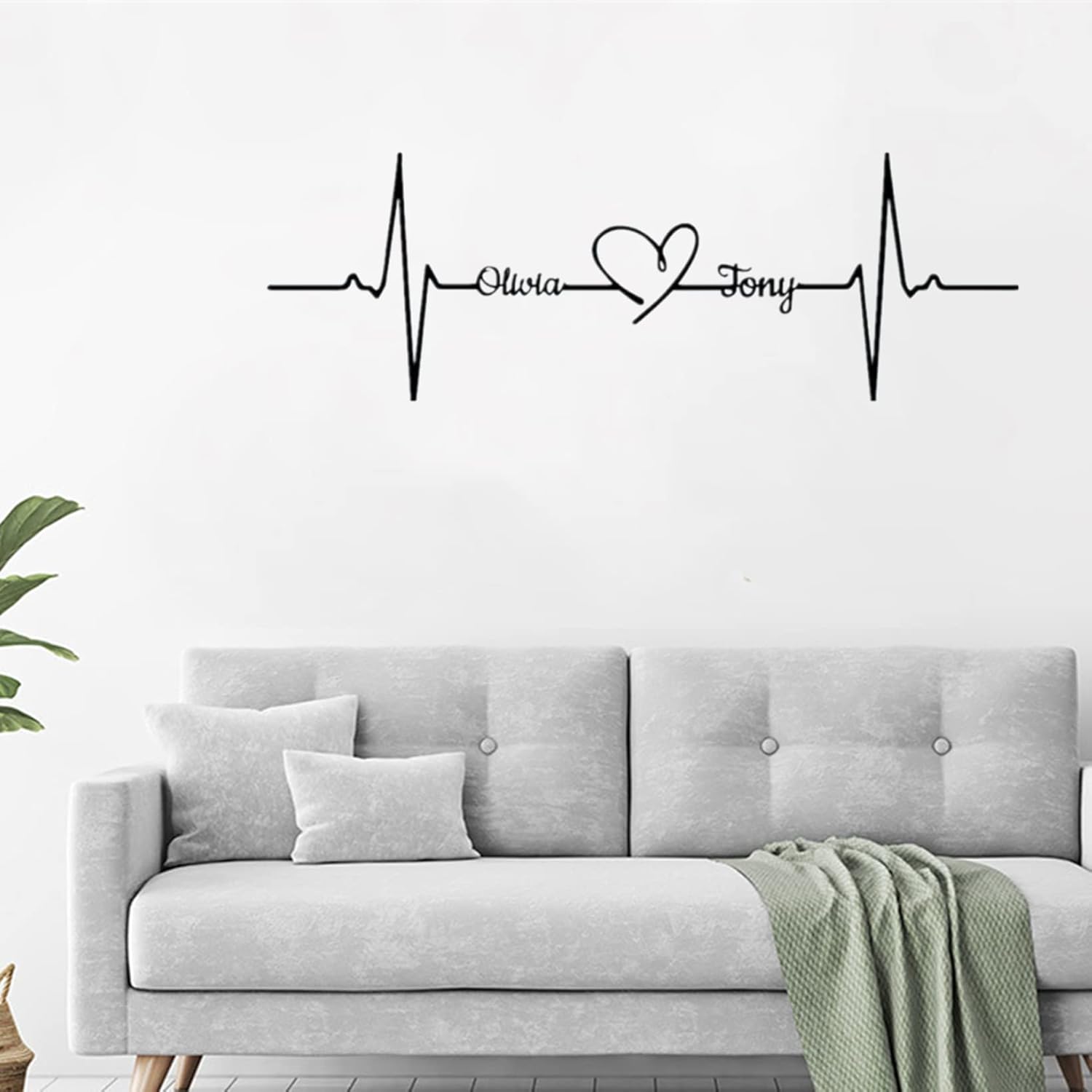 Personalized Heartbeat Metal Wall Art Custom Couple Name