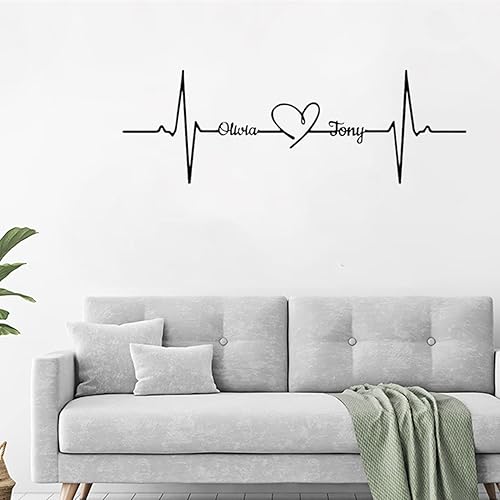 Miniatura 8 de Arte de pared de metal personalizado con latido del corazón, nombre de pareja, decoración de dormitorio, colgador de pared, regalo para él, letrero