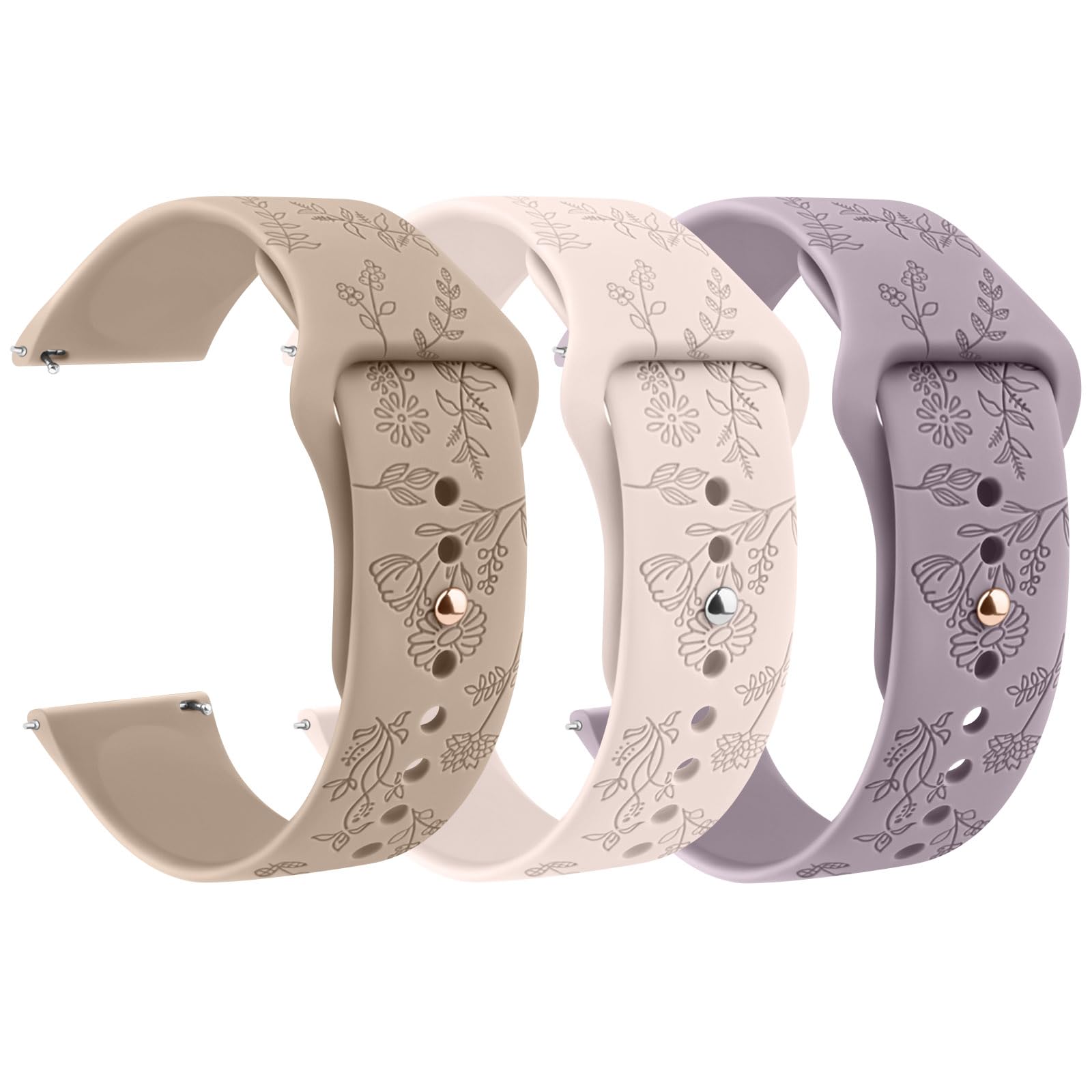 Meliya Silicone Watch Bands Quick Release 20mm 22mm Bands Floral Engraved Soft Silicone Rubber Sport Replacement Watch Strap