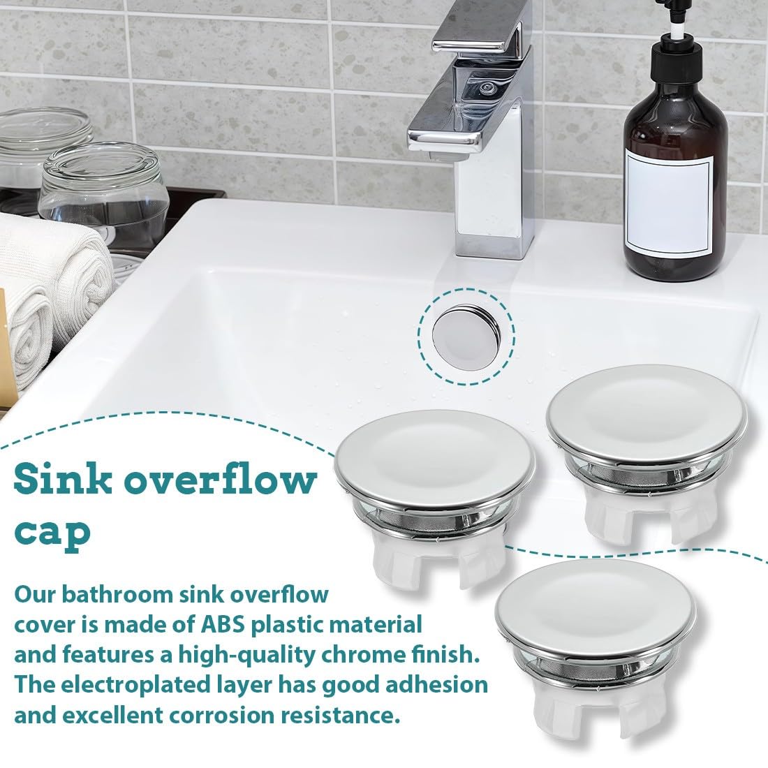 Embellecedor Lavabo Agujero, Tapa Rebosadero Lavabo, Anillo Desbordamiento, 9 Piezas para Baño o Cocina
