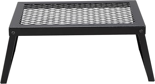 Miniatura 10 de VEVOR Parrilla plegable para fogata, rejilla de malla de acero resistente, rejillas de campamento portátiles de 18 pulgadas sobre hoguera, equipo de