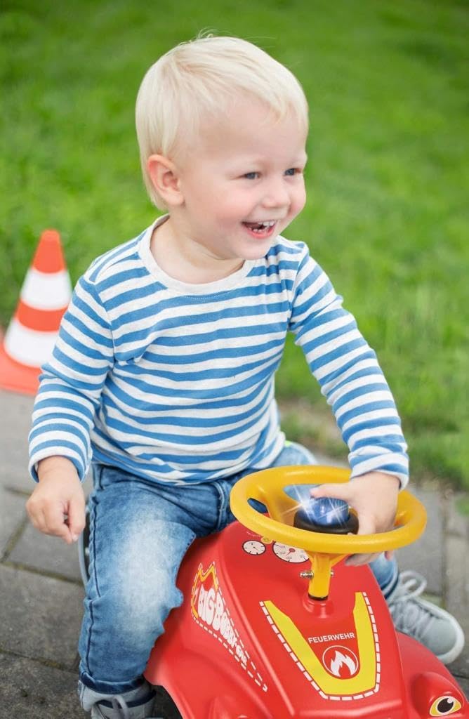 BIG-Bobby-Car-Classic Vigili del fuoco per bambini con adesivi in design pompiere, per ragazzi e ragazze, portata fino a 50 kg, veicolo antiscivolo per bambini a partire da 1 anno, Eor