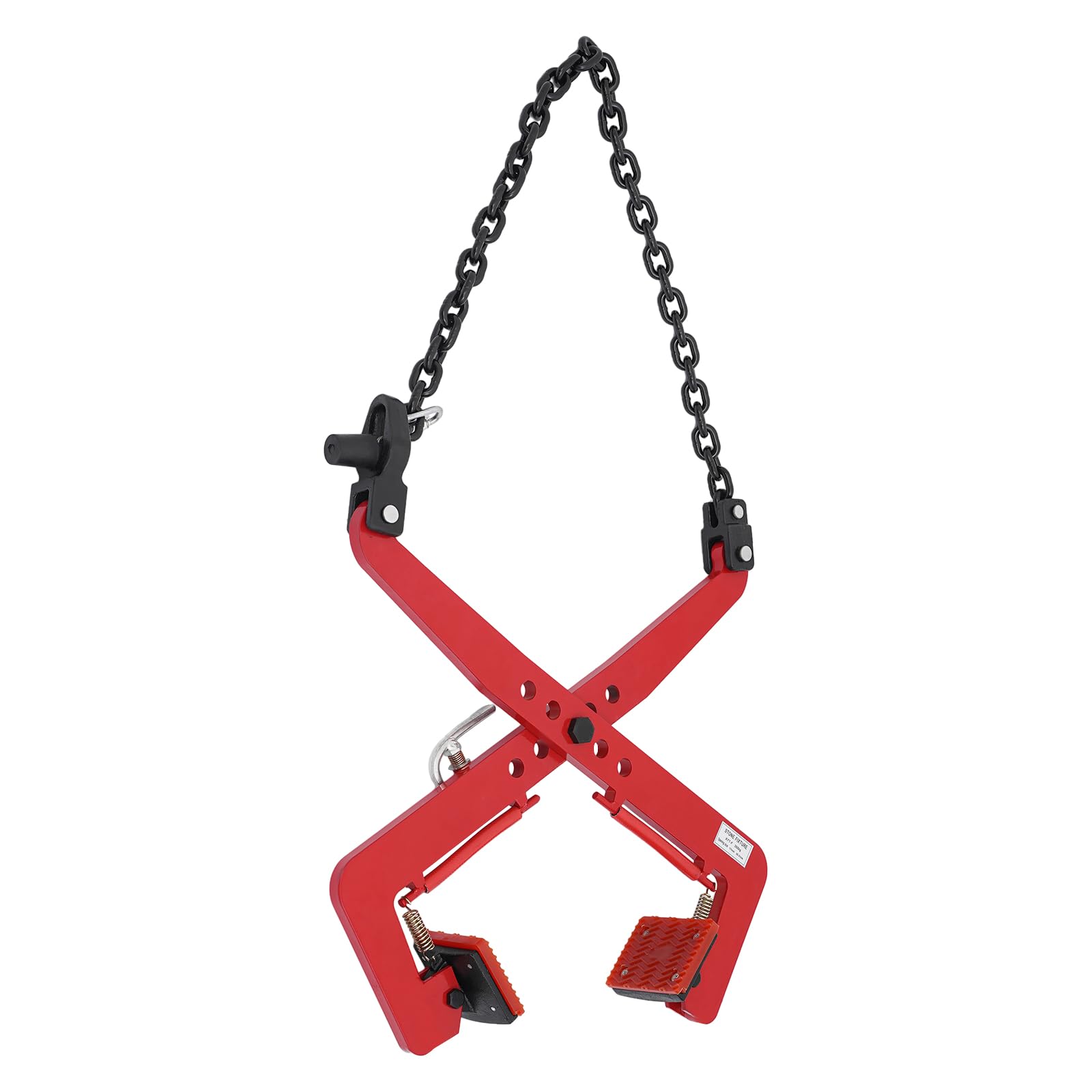 Hebeklemme für Steine - Verstellbare Steinklemme 30-51cm, 350kg Tragkraft, Schwerlast Hebezange mit Gummi-Chuck & Kette, Für Bagger & Kran (Rot)