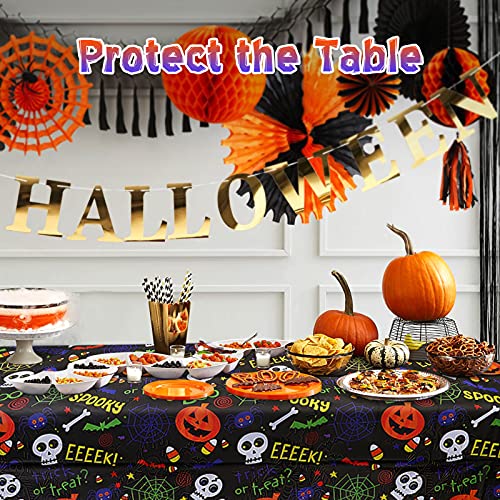 Tafelkleed Halloween decoratie, 137 x 274 cm skelet tafelkleed, waterdicht pompoen tafelkleed Halloween, rechthoekig… - Image 7