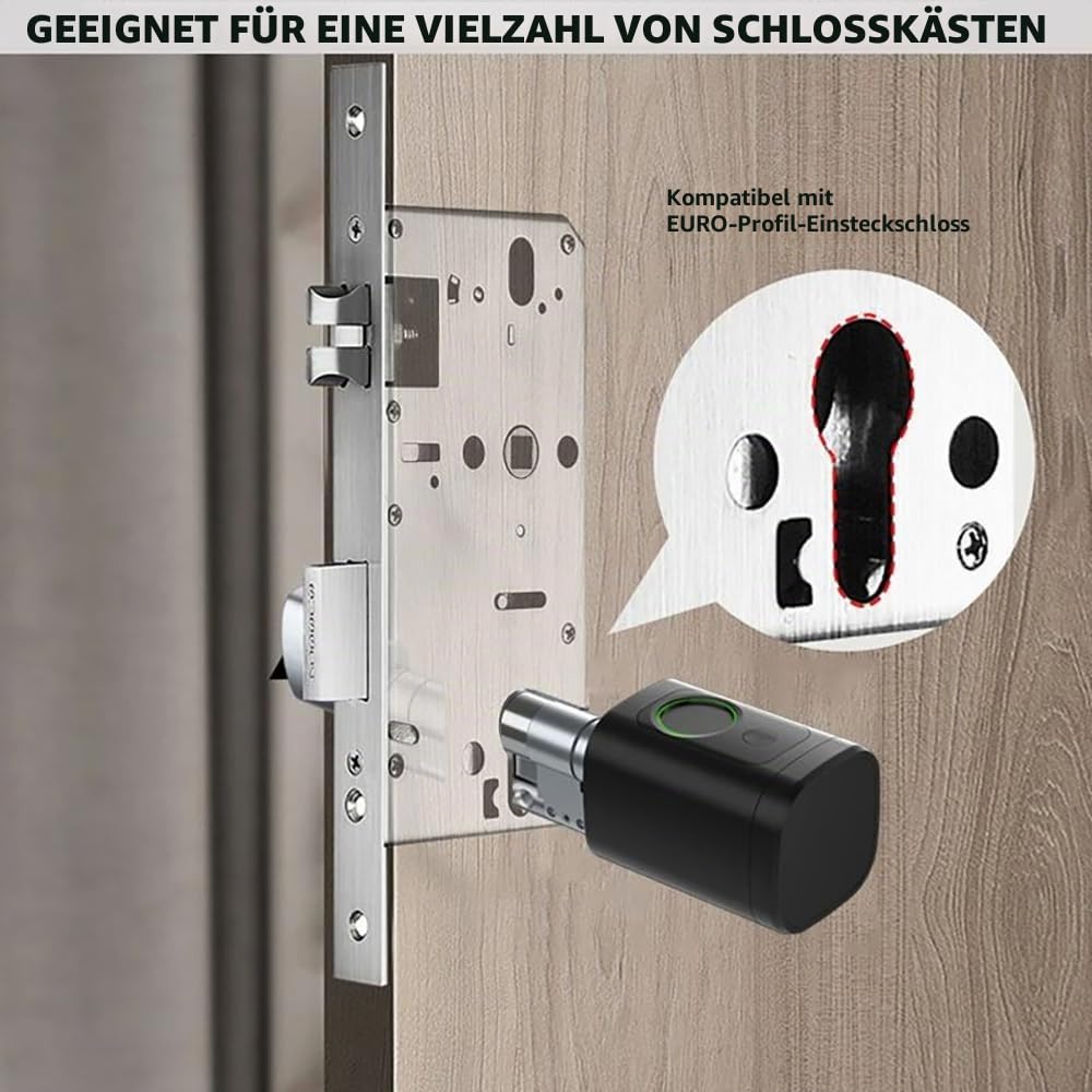 NEWFUN Türschloss mit Fingerabdruck,Fingerabdruck Schloss Haustür,Smart Home Türschloss,Mit Schlüssel, Schlüsselkarte, Bluetooth APP für Türschloss, wasserdicht, Fingerabdruckschloss für 35-45mm Tür