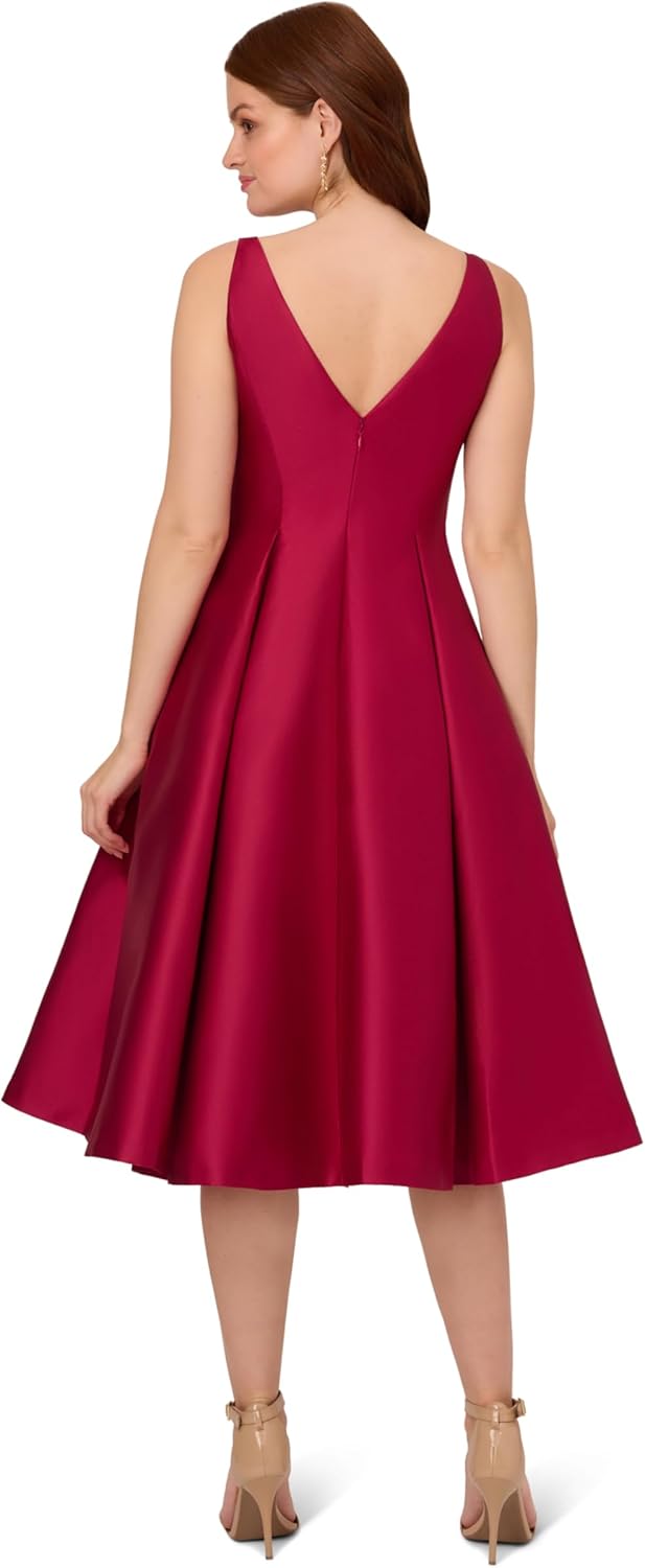 Adrianna Papell Women's Sleeveless Tea Length Dress, Red Plum, 4 - Image 2