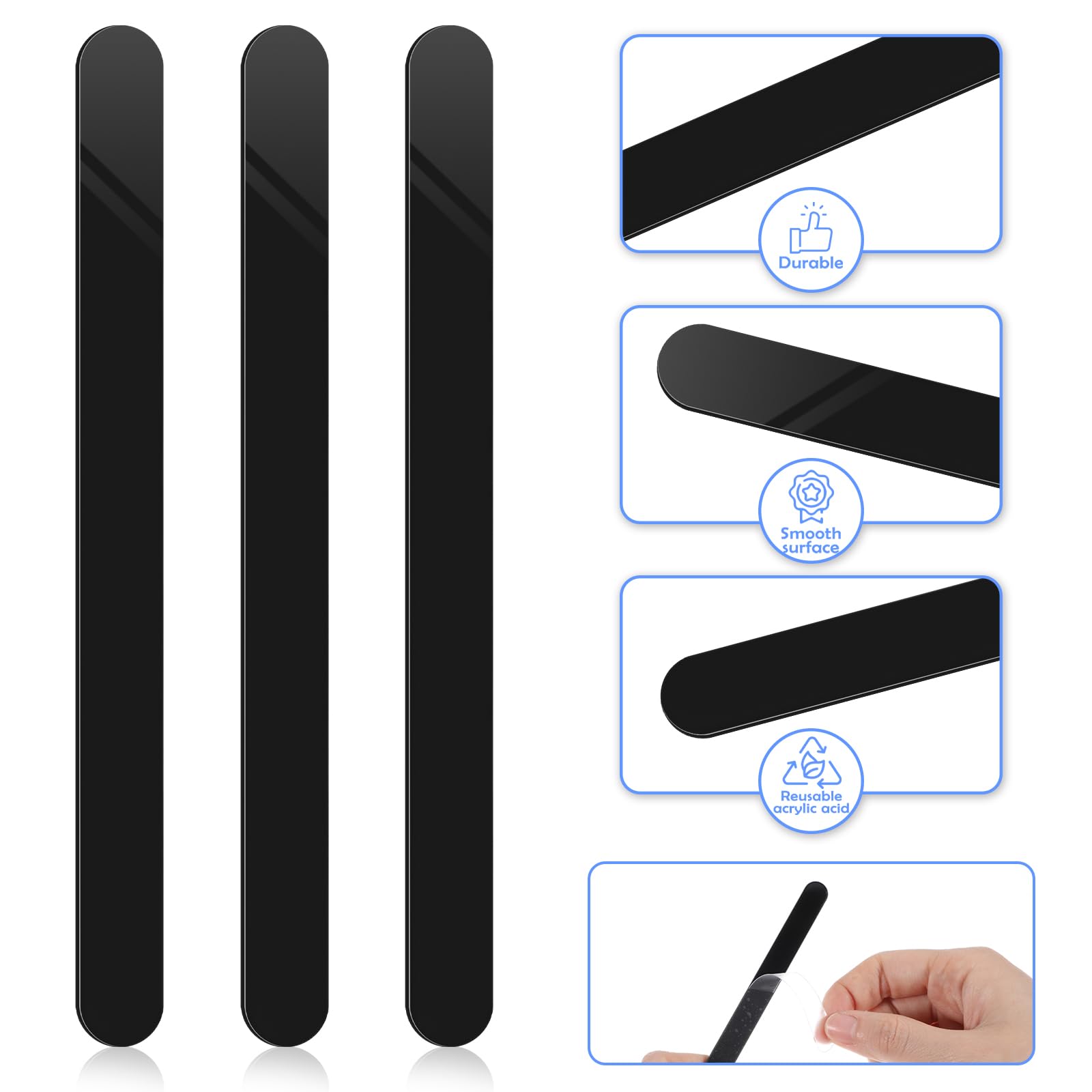 Abeillo 30 Pieces Black Popsicle Sticks 4.5 Inch Acrylic Cakesicle Sticks Reusable Ice Pop Sticks Plastic Popsicle Sticks for DIY Cake Pop Candy Desserts - Image 3