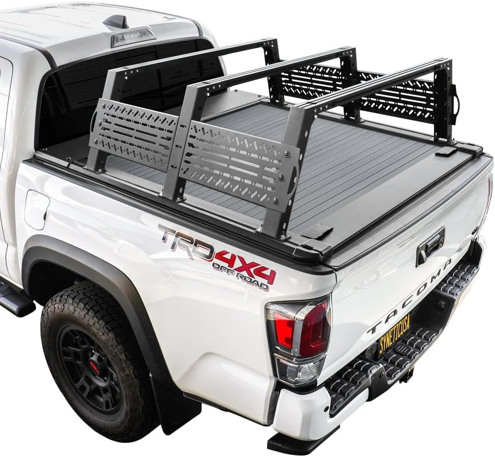 Syneticusa MR Retractable Truck Bed Cover with R6 Rack for Toyota Tacoma 2016–2026 | 5ft (60”) Short Bed | Aluminum Hard Tonneau Cover | One-Person Installable | Waterproof, Low-Profile