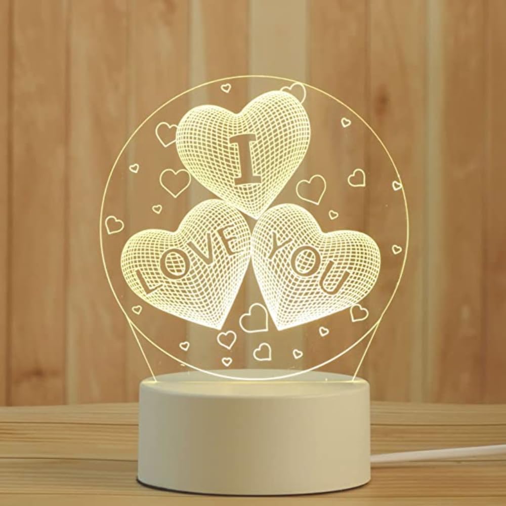Lamp Night Light for Kids- LED Table Lamp -Night Lamp Bedroom Decoration Holiday - Perfect Holiday Present and Gift IdeaPresents Birthday Gifts for Children Boys Girls (I Love You Illusion)