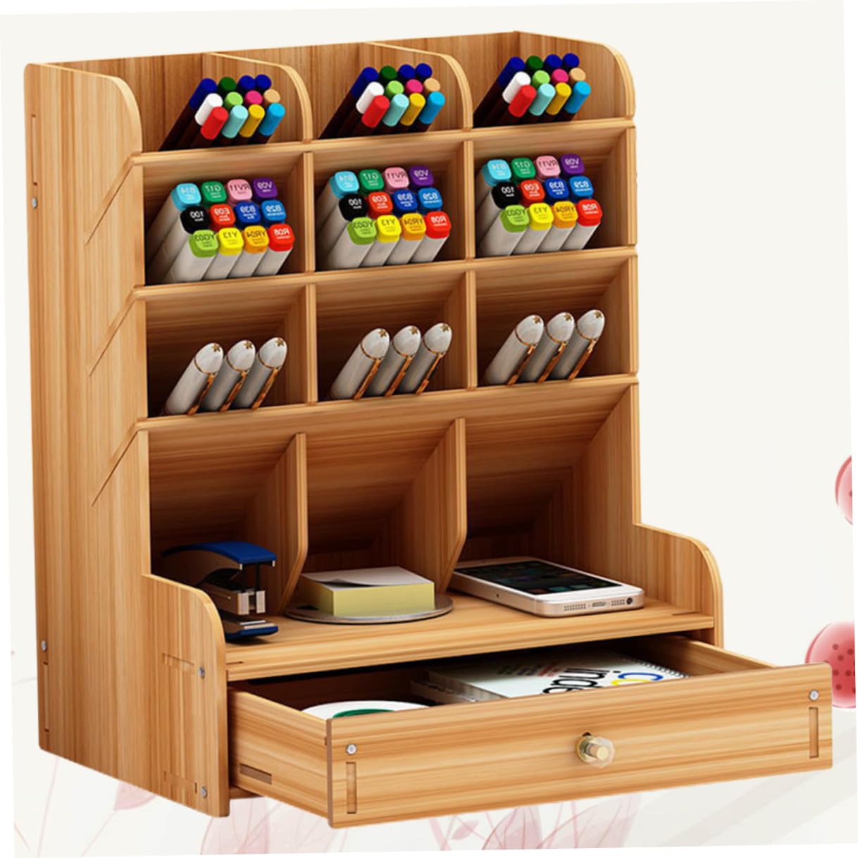 Bois Porte-stylo Grand à Plusieurs Compartiments, pour Bureau