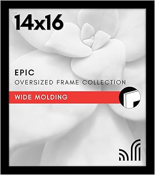 Americanflat 14x16 Picture Frame with Polished Plexiglass - Black Picture Frame - Wide Photo Frames Made of Engineered Wood for Vertical or Horizontal Wall Display - Epic Collection - Black