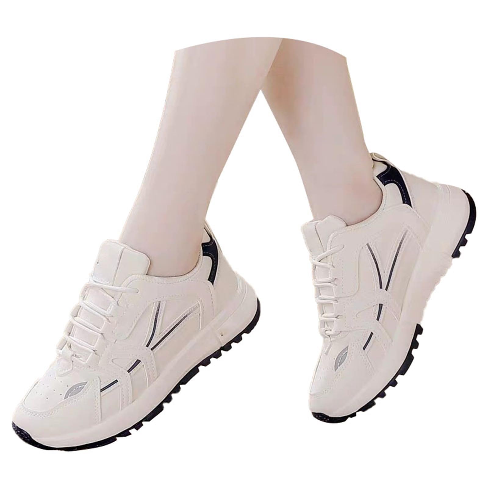 Generisch Scarpe da ginnastica da donna, classiche, con plateau, basse, suola morbida, suola piatta, comode e antiscivolo, per il fitness, scarpe da passeggio, leggere con lacci