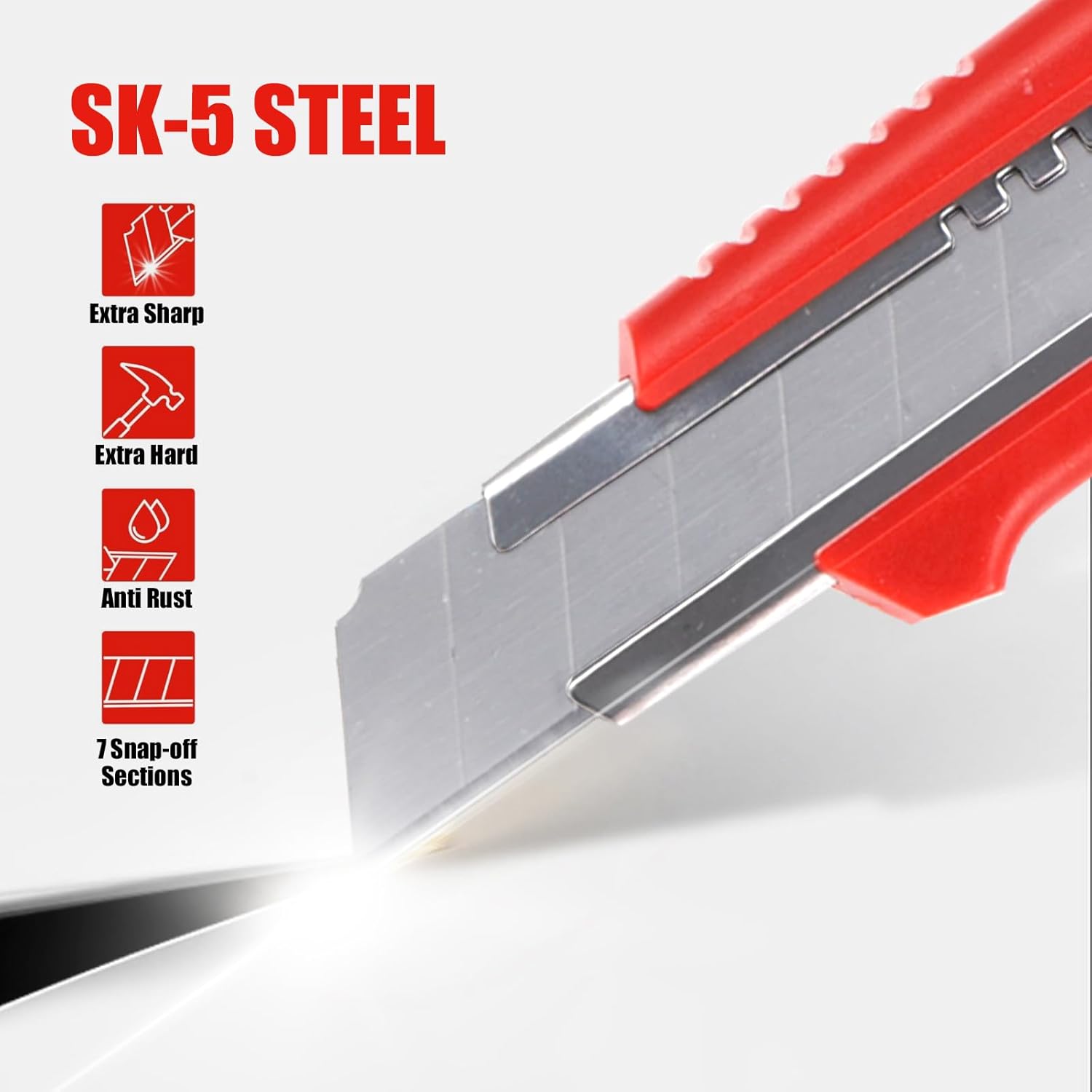 Utility Knife Box Cutter Retractable, 18mm Box Cutter Retractable Heavy Duty with 6-Piece SK5 Blade, Quick Change Extra Blades for Cartons, Cardboard and Boxes Cutter Knife(2 Pack)