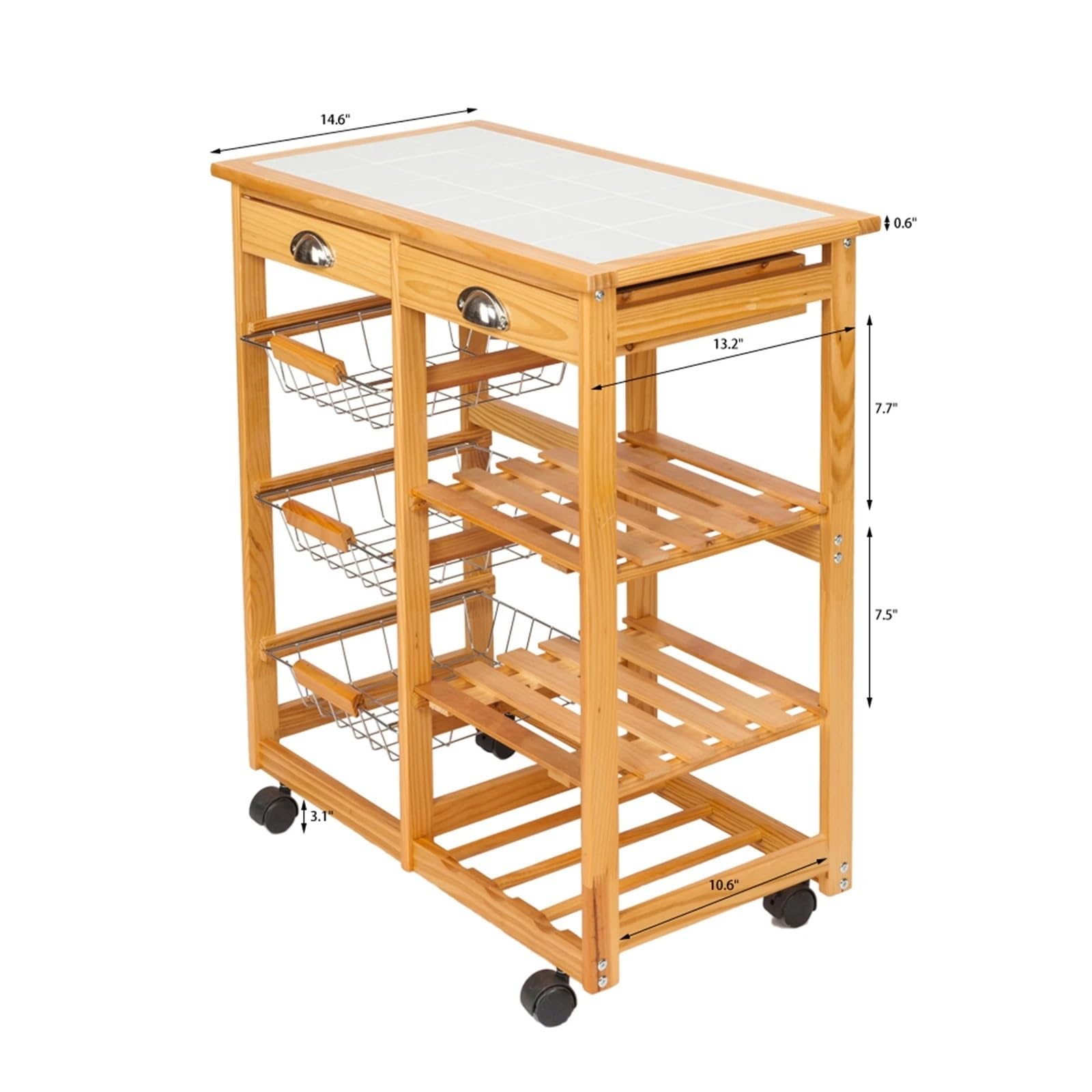 Carrello multiuso da cucina Carrello for cucina e sala da pranzo, scaffale portaoggetti rimovibile a 2 cassetti con ruote girevoli, carrello da cucina, carrello for organizzare la cucina Carrello di s