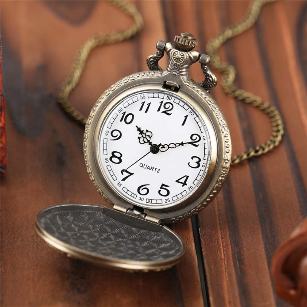 Reloj de Bolsillo Retro Bronce Reloj de Bolsillo Hombres Mujeres Moda Colgante Animal Reloj de Cuarzo con Collar Cadena Mejor Regalo (Bronze)