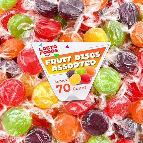 Assorted Fruit Discs Hard Candy (1 Pound Bag Approx. 70