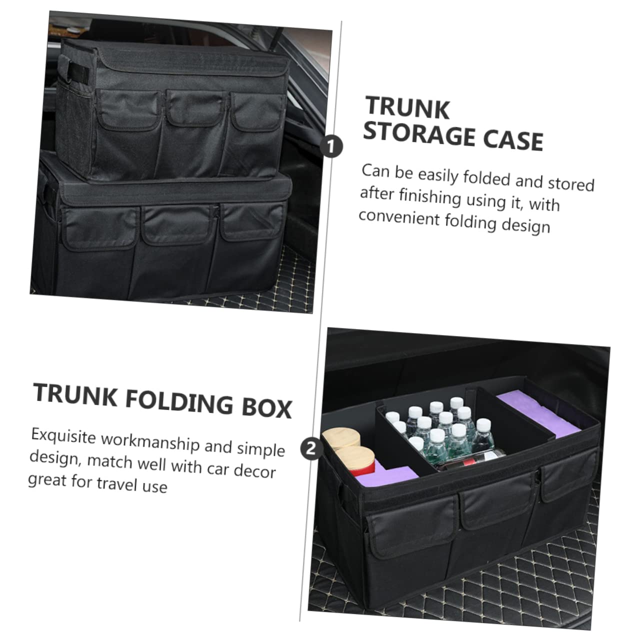 Organizador de Maletero de Coche Caja de Almacenamiento Grande Organizador para Maletero para Viajes y Organización de Equipaje Coche