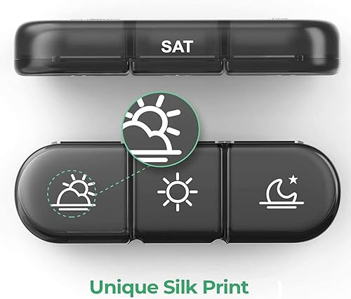 Miniatura 4 de Organizador semanal de píldoras, apilable, 3 veces al día, caja organizadora de píldoras por la mañana, mediodía y noche, 7 compartimentos apilables