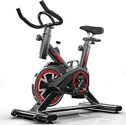 JJM Bicicleta ergométrica com pastilhas de freio para uso interno com suporte para tablet para academia em casa, bicicleta silenciosa com almofada de assento confortável, capacidade máxima de peso 150
