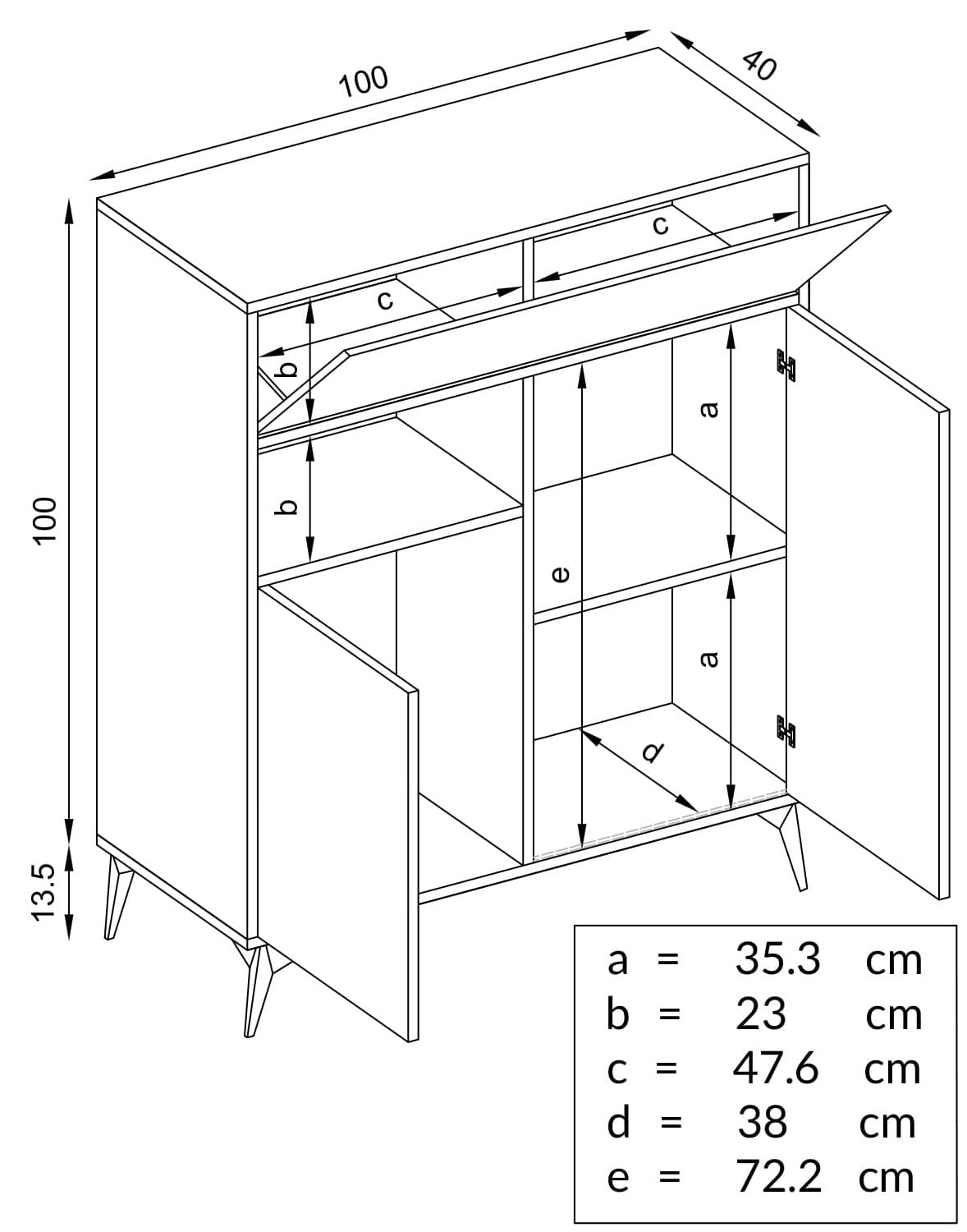 Komodee Commode Orvieto 3D A1 Chene/Anthracite 100x113,5x40 cm