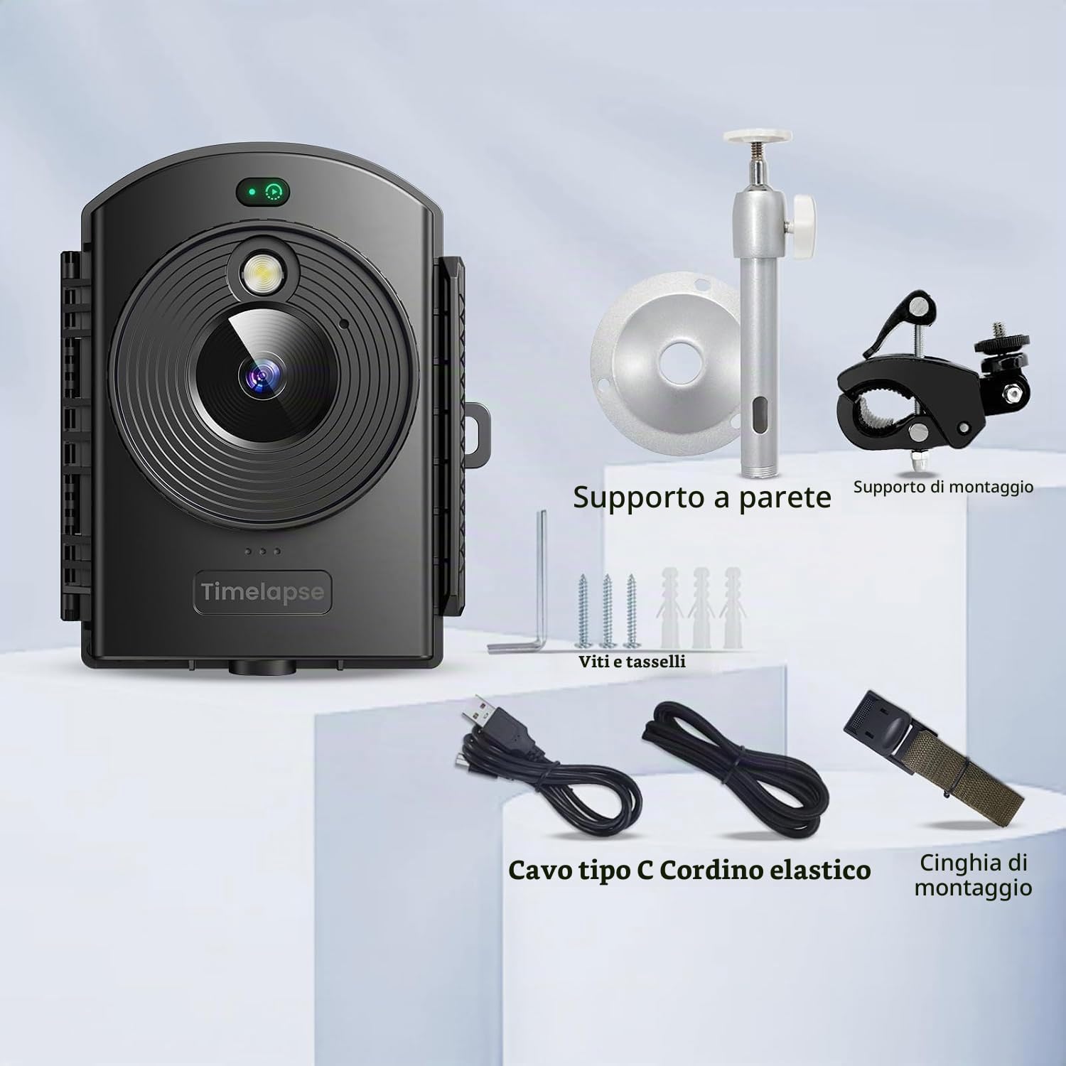 Fotocamera Time Lapse con Posizionamento Infrarosso e Luce LED, 180 Giorni di Riprese, Video e Foto 1080P AVI per Costruzione Outdoor，Crescita Delle Piante, Disegno, Paesaggio (Scheda TF 64GB)