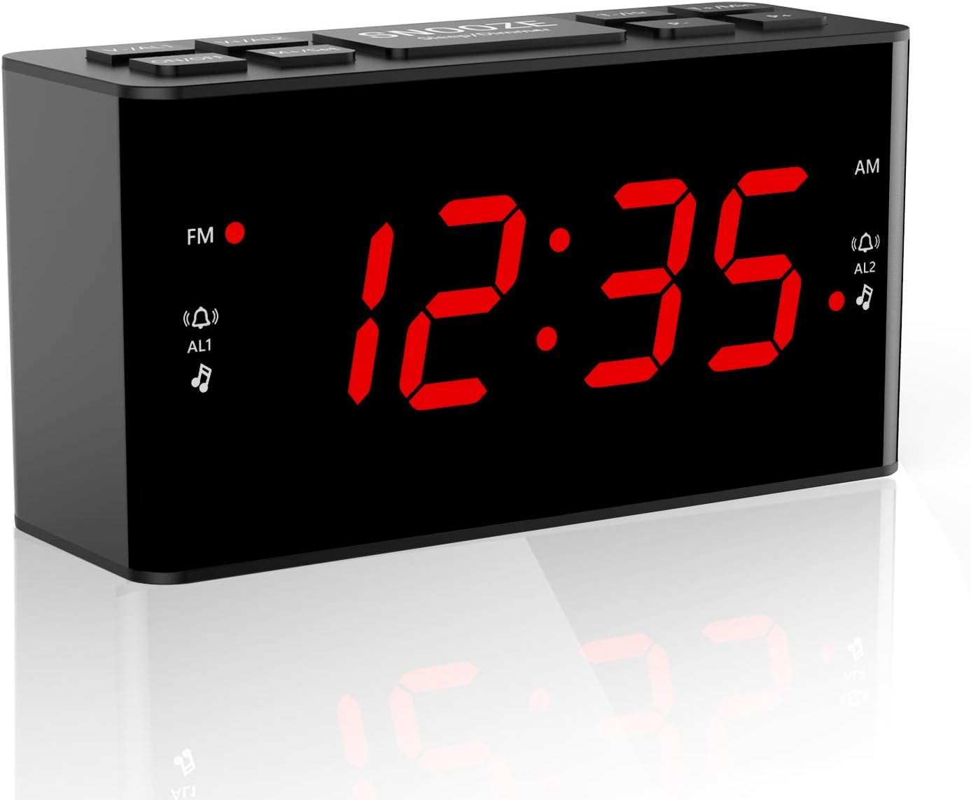 Clock Radio,Dual Alarms Clock Radio With AM/FM Radio And Sleep Timer,Large Number Display,Battery Backup