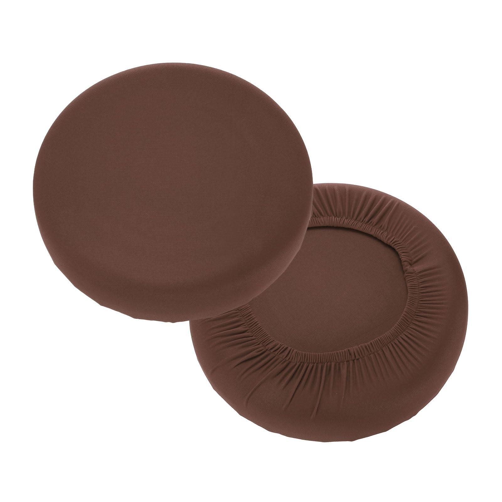 sourcing map 2 Pack Stool Covers Round, 11-14 Inch Bar Stool Covers Washable Dustproof Slipcover Seat Cushion with Elastic No Sponge Pad for Bar Kitchen Living Room Decor, Dark Brown