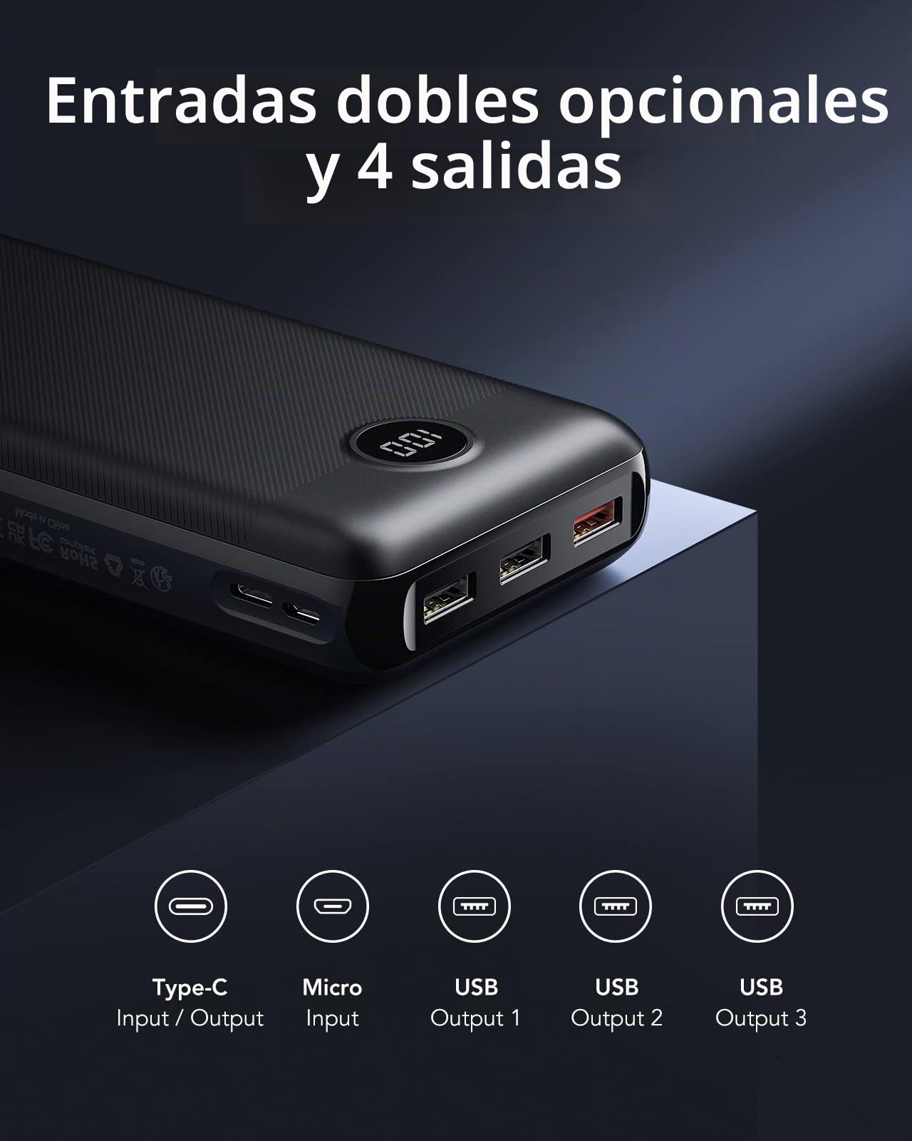 VEGER - Batería Externa de 30000 mAh, batería portátil, Carga rápida, PD 20 W MAX Power Bank USB C con 4 Salidas y 2 entradas para iPhone 13 12 Samsung S21 S20 S22 Huawei Xiaomi